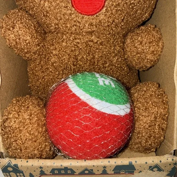 Dearfoams Cozy Pet Holiday Toy Set Plush Squeaky Dog Toy Ball NIB - Picture 4 of 9
